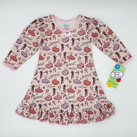 NWT Sara's Prints Toddler Girls Ballet Print Nightgown Size 2 - Picture 1 of 6
